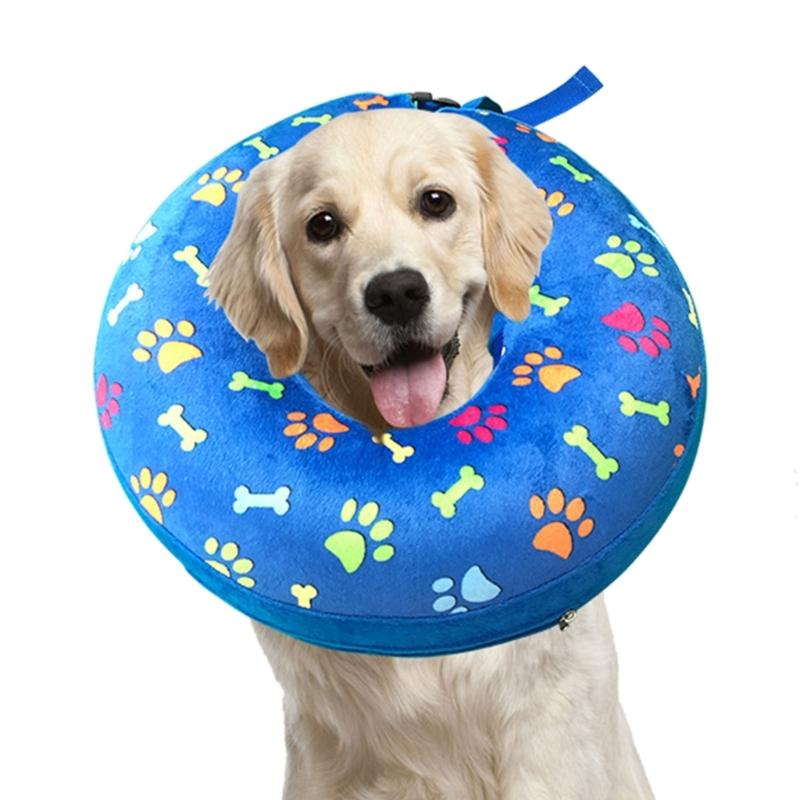 Comfortable Recovery Collar Inflatable After Surgery for Dogs Cats Wound Healing Easy to Eat and Drink Soft Lint