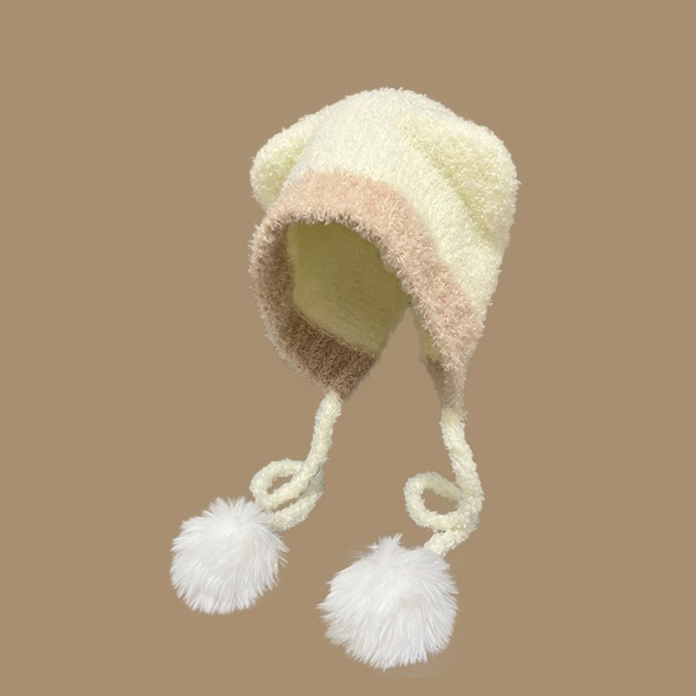 Beanie Hat Bear Ears Knitted Hat Woolen Hat Plush Hat Cute Cat Ears Beanie  Female/Girls