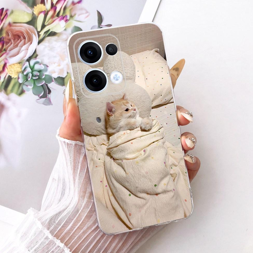Transparent For Oppo Reno13 Case CPH2689 Cute Cat Fashion Butterfly Funny Painted Casing For Oppo Reno 13 PKM110 Cover