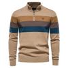 Gant Høst og Vinter Broderi Ny Herre Halv Glidelås Herre Genser Pullover Stripet Lappeteppe Genser
