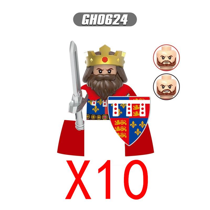 Medieval Military Building Blocks Solider Figures Gifts Weapons Shields Helmets Lionheart Teutonic Knights Militiaman Farmer MOC