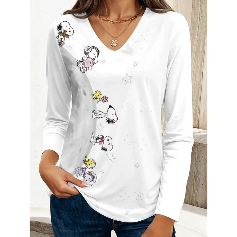 Fashion Women's V-Neck Long Sleeve 3D Casual Color Printing Casual Long Sleeve V-Neck T-Shirt