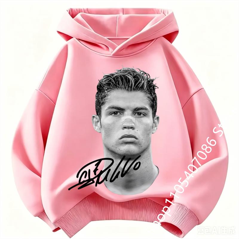Boys Cristiano Ronaldo Hoodie CR7 Football Player Graphic Hooded Sweatshirt Kids Casual Long Sleeve Sport Pullover