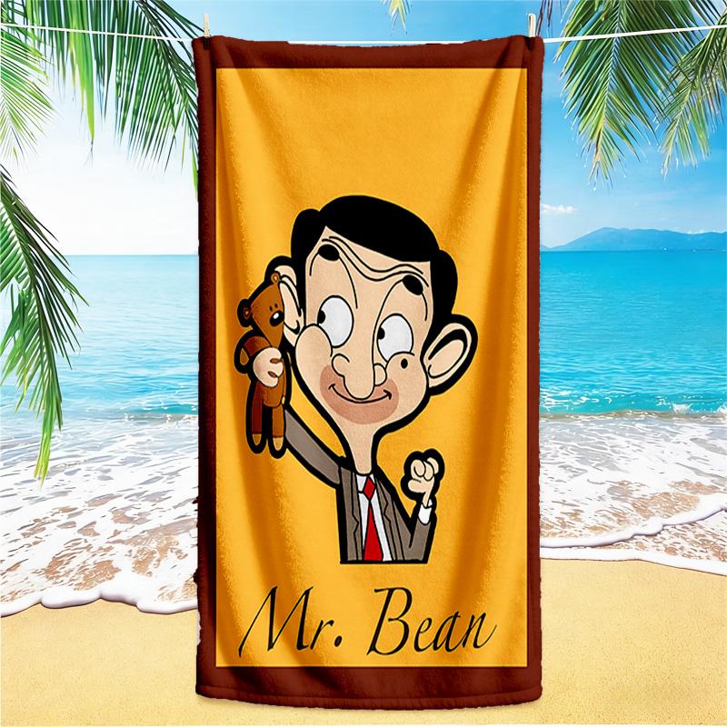 1pz Asciugamano da Spiaggia Mr Bean in Giro per il Mondo, Asciugamano da Spiaggia Assorbente ad Asciugatura Rapida, Asciugamano da Spiaggia per Sport all'Aperto e Nuoto, Morbido e Confortevole Y73043