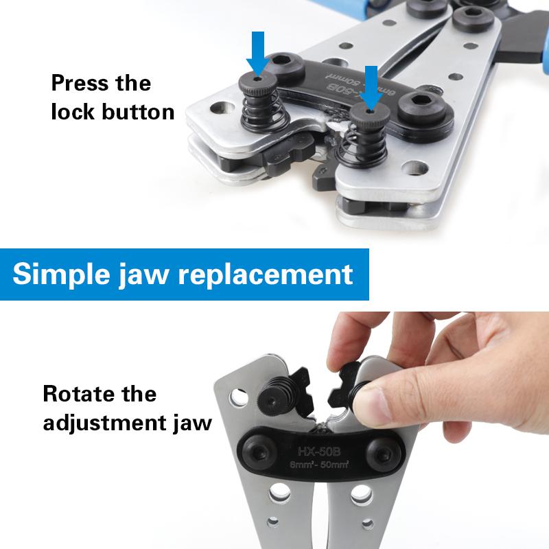 Crimping Pliers Tube Terminal Crimper Hex Crimp Tool Multitool Battery Cable Lug Cable Hand Tools HX-50B 6-50mm² AWG 10-0