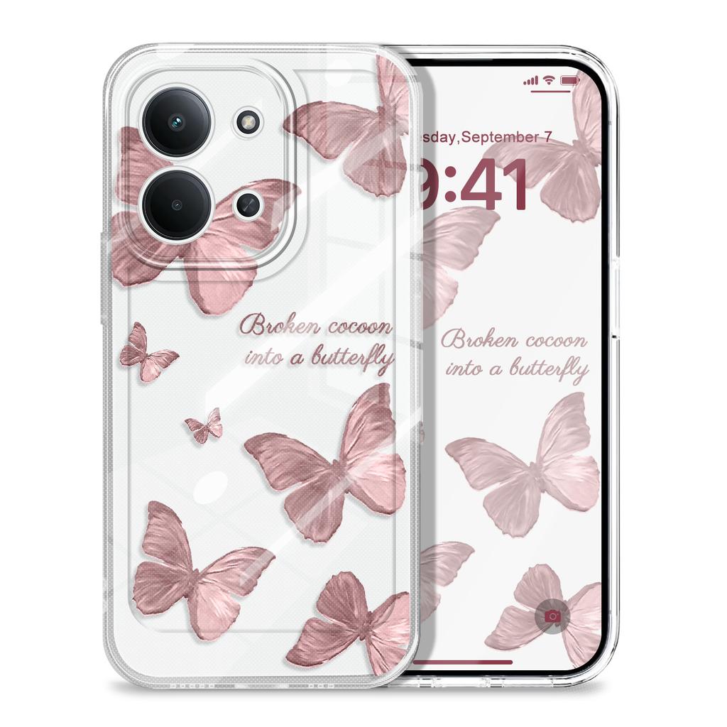 Retro Butterfly Transparent Phone Case For Xiaomi Redmi Note 14 13 12 Pro Plus 15 15C 13 13C 12 12C Soft TPU Cover