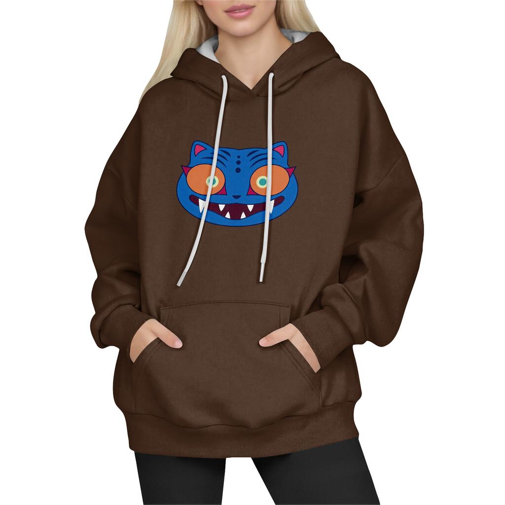 Women's Fashion Long-Sleeve Pullover Hoodie with Fun Movie-Inspired Prints