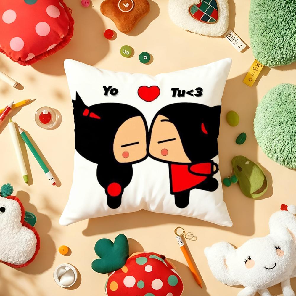 Fashion Cute Cartoon PPucca Cushion Cover Plush Fabric Soft DoubleSided Printed Sofa Warm Winter Home Gift Pillow Cover