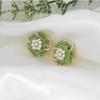 JMXD Französische Perlen Kamelienblüten Ohrstecker Leichter Luxus Grüner Tee Thema Einzigartig Elegant für Damen Modischer Schmuck