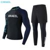 Mens UV Protection Quick-Dry Long Sleeve Rash Guard Set With Pants Surfing Diving Swimming