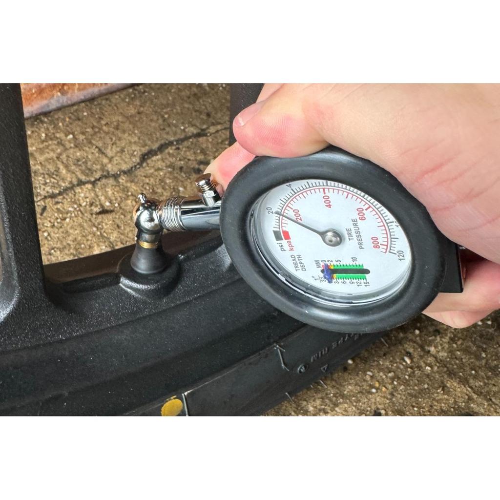 PLOT Compact Air Inflator Gauge for Motorcycles with Tire Groove Measurement Short Compatible with 120 Depth Gauge Car PGR0110 Gauge, Type, Psi/800