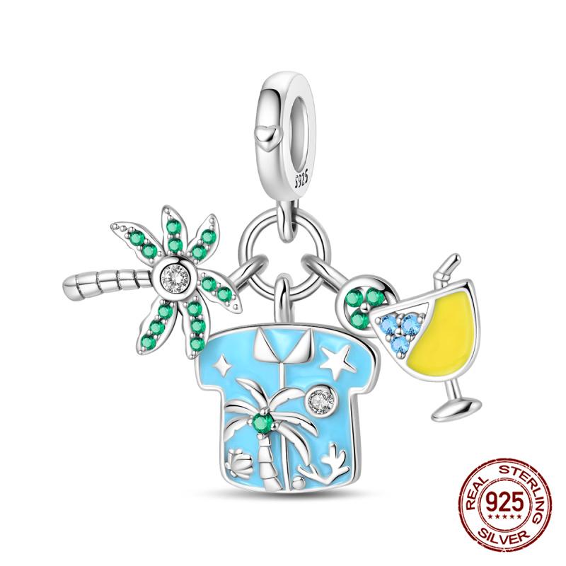 New 100% Copper Summer Cocktail Leisure Time Charms Fit Originalbracelet Diy Jewelry Making Women Gift