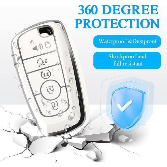 For Ford Key Fob Cover With Keychain,Car Key Case Shell Protector Holder 5 Buttons For Ford Explorer Fusion Escape Edge Expedition Mustang F150 F250