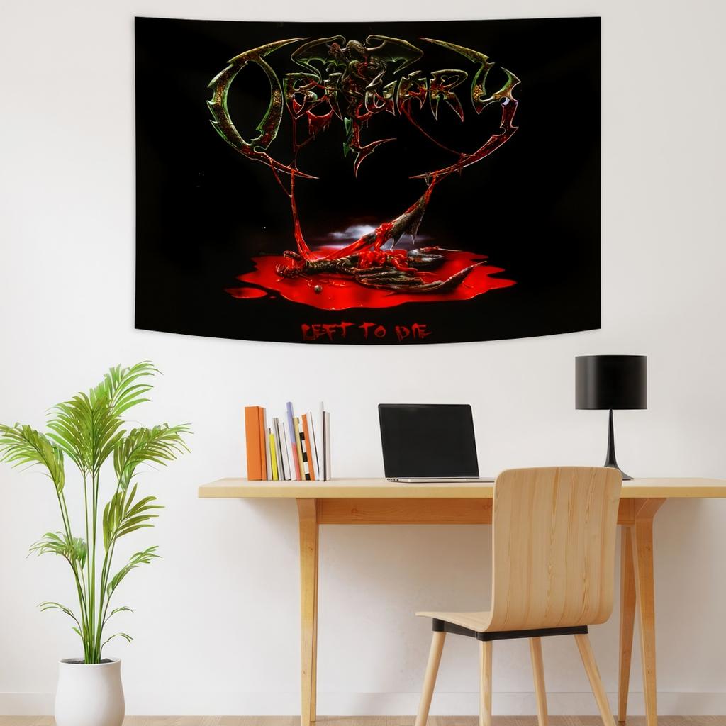 Obituarys Logo Band Death Metal Stendardo Interno Arazzo Articoli Decorazione Stanza Bandiera da Appendere a Parete Decorazione Casa Arte Sfondo Concerto