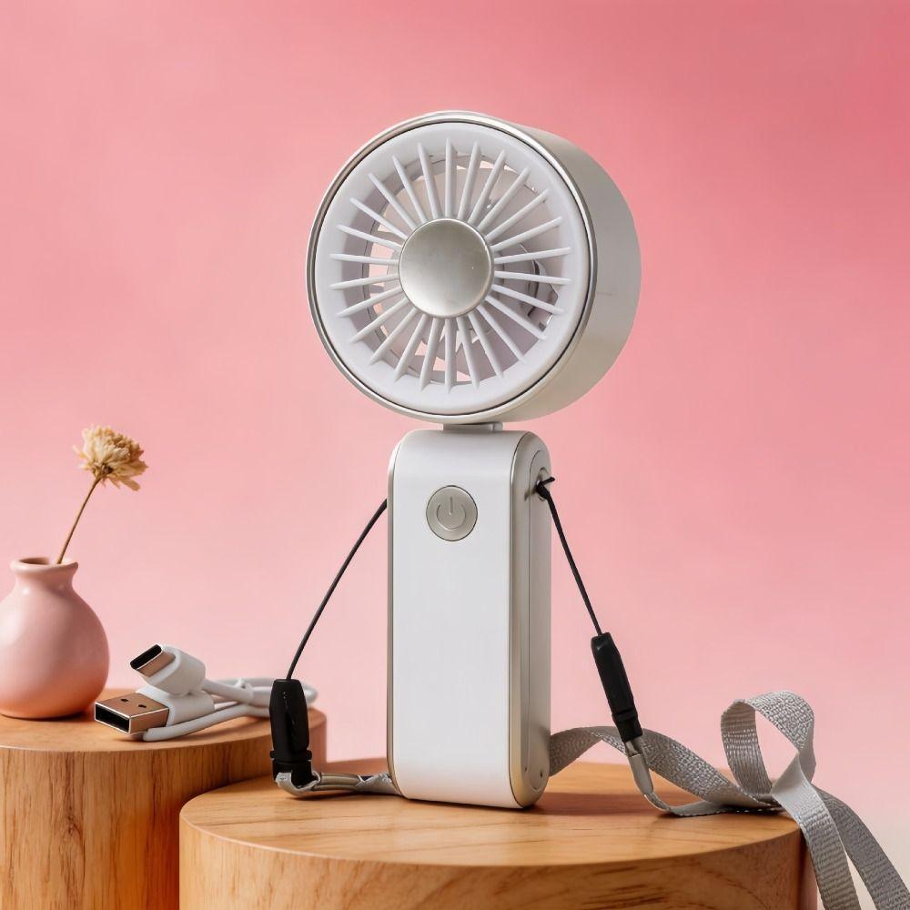 Foldable Portable Electric Fan 3 Speeds Personal Cooling Fan Neck Hanging Small Fan Desktop Use