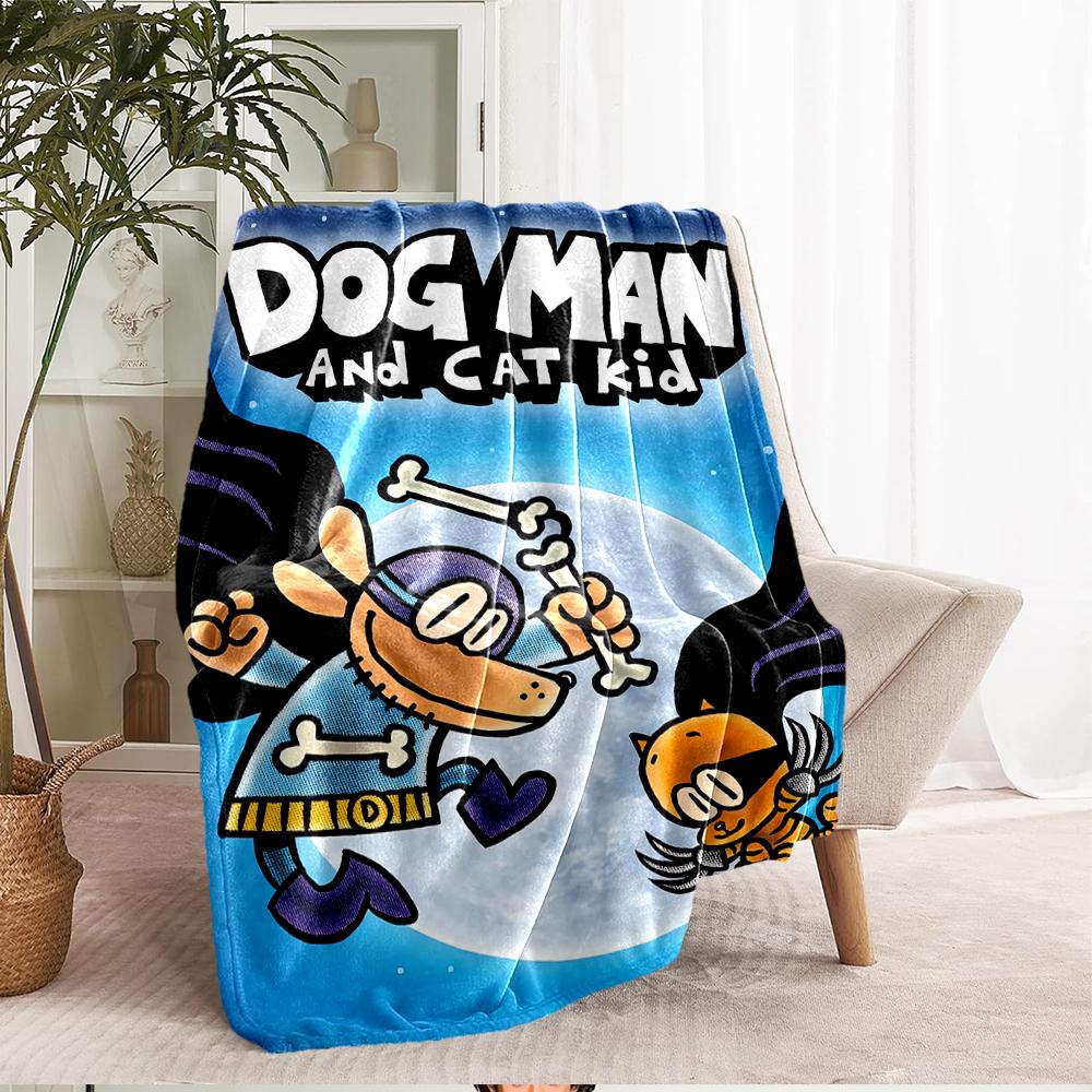Dog Man Theme Printed Blanket - Perfect for Couch, Bed, Travel & Outdoor Use | Machine Washable, Cozy & Durable.