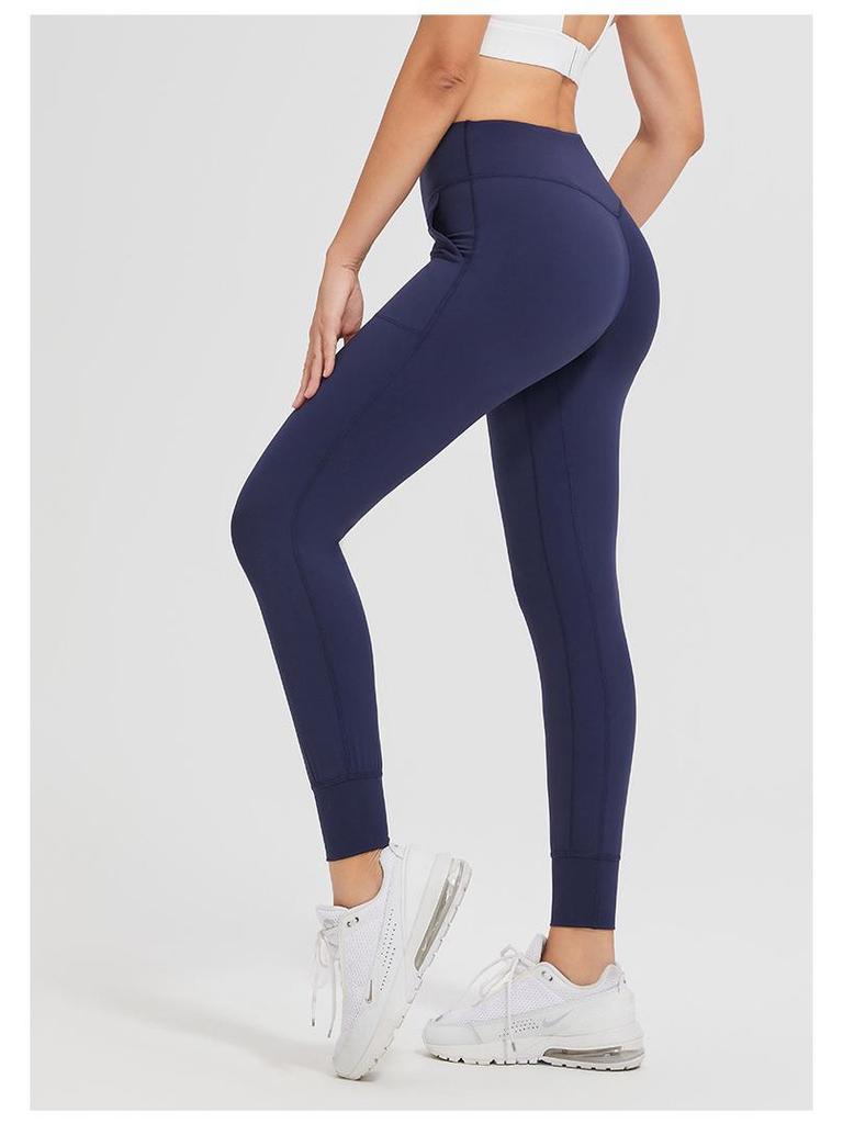 Women's High-Waist Seamless Yoga Pants with Pockets - Peach Lift, Non-Slip, High Elasticity