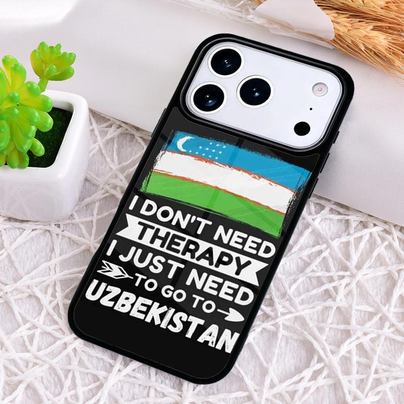 Emblem of Uzbekistan National Flag Phone Case for iPhone 17 Air 16 15 11 12 14 13 Pro Max Shockproof Cover