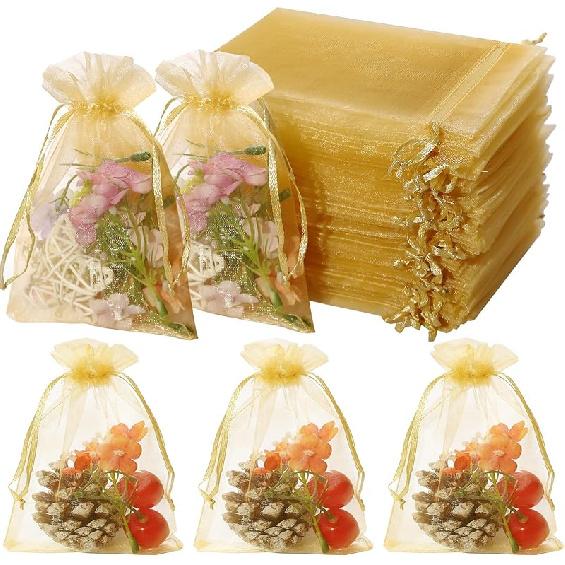 Hopttreely 100PCS Premium Sheer Organza Bags, White Wedding Favor Bags, 4x4.72 Jewelry Gift Bags for Party, Jewelry, Christmas, Festival, Bathroom