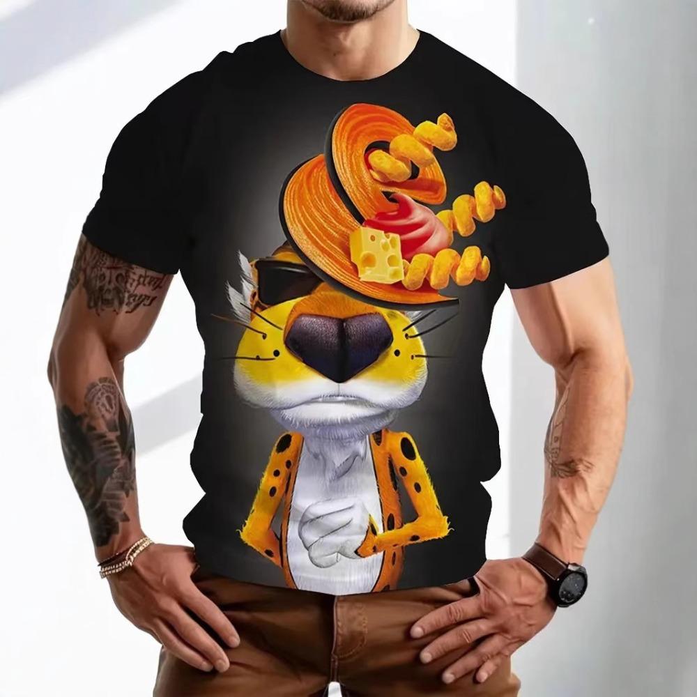 Fun Cartoon Groundhog 3D Digital Printed Men's Summer Loose Short Sleeved Round Neck T-shirt