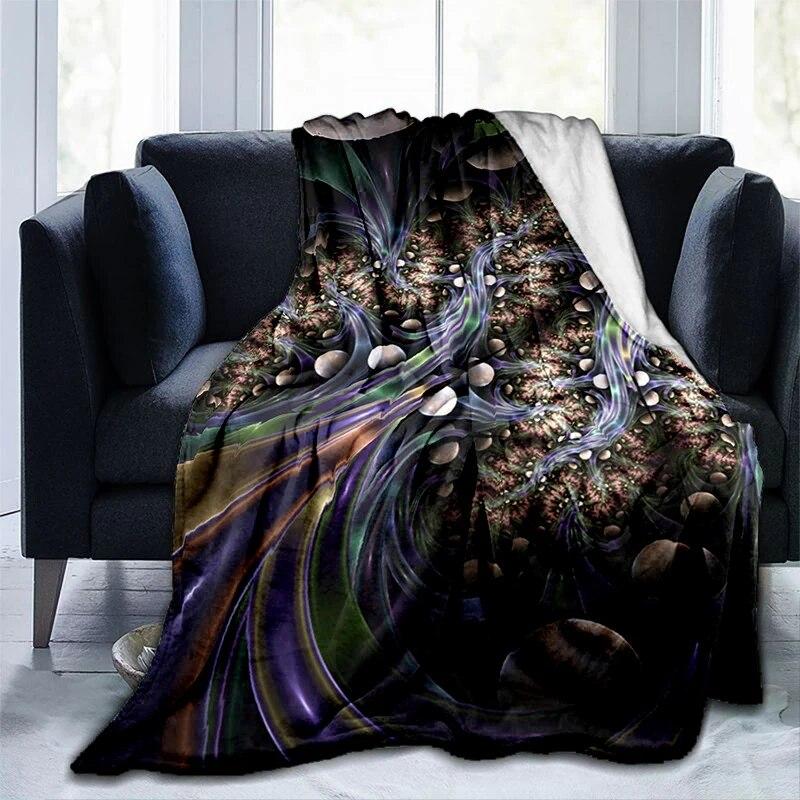 Colorful Magical Fantasy Abstract Art Printed Modern Blanket Gedruckt Bettdecke Geschenk Flannel Soft Sofa Bed Throwing Blankets