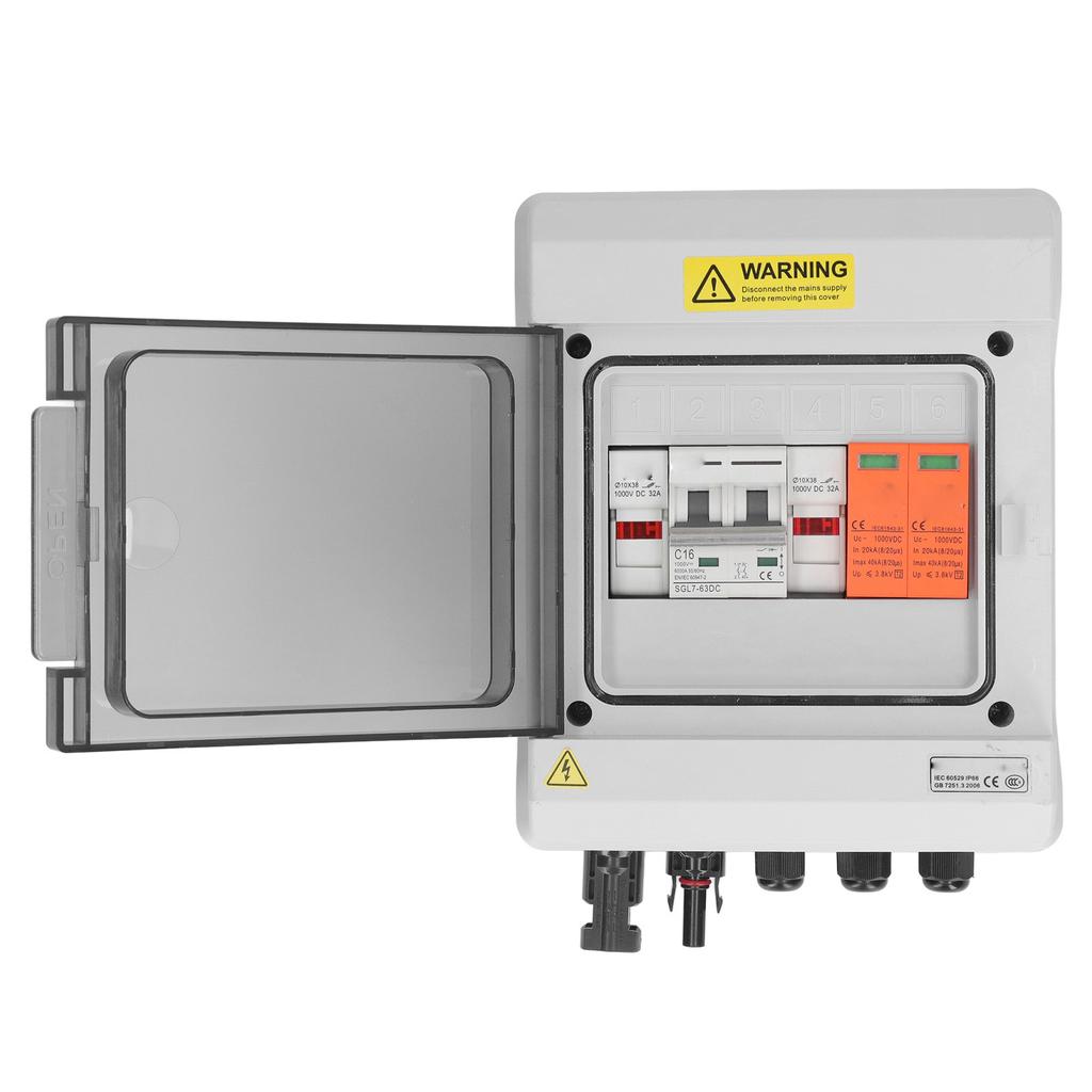 DC1000V PV Combiner Box 1 Eingang 1 Ausgang Solar Combiner Box mit 15A Sicherung 16A DC-Leistungsschalter für