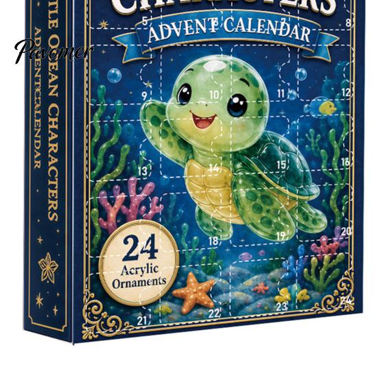 Ocean Turtle Hanging Ornaments 24 Days Advent Calendar, Blind Box, Christmas Acrylic Creative Holiday Party Favors Animal Pendants for Tree