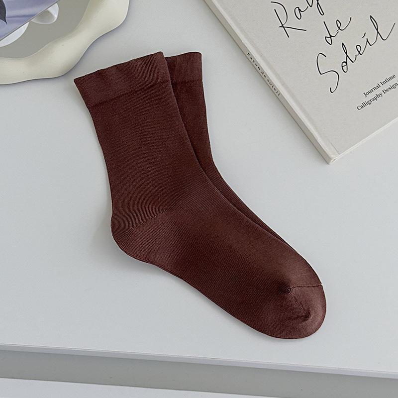 Women's Antibacterial Odor-Resistant Mid-Calf Cotton Scrunch Socks - Black & White, Postpartum Friendly, Spring/Autumn Style