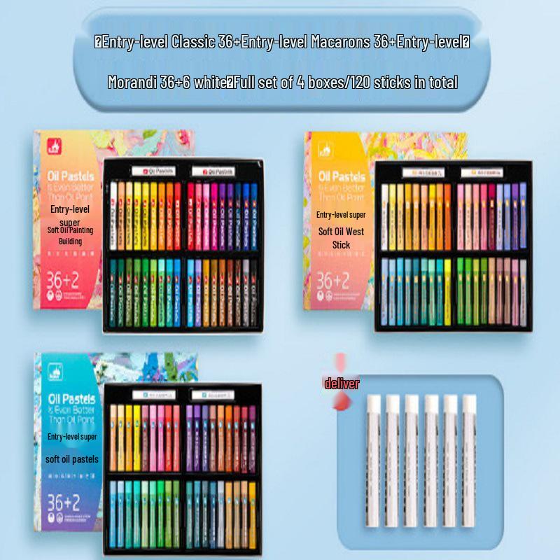Gao Er Le Soft Oil Pastels - 24/36/48 Colors Set for Primary School Students