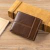 RFID Blocking Genuine Leather Men Wallet Bifold Short Purse Large Capacity Multi Card Slots Vintage Cowhide Pocket Money Bag