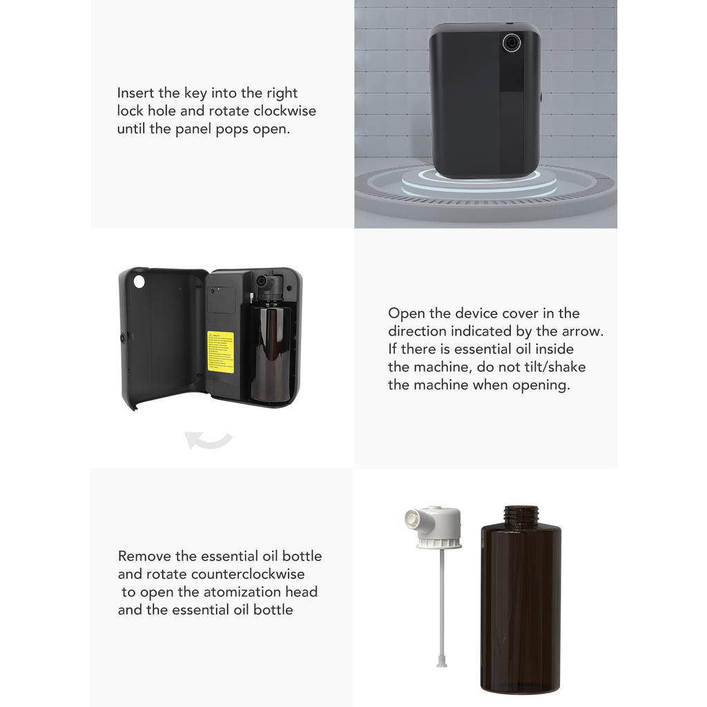 Smart Scent Diffuser Automatic Essential Oil 500ML Capacity Aromatherapy Machine for Hotel Bar KTV Black US Plug