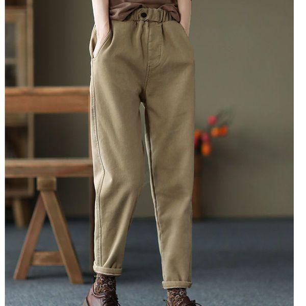 Plus Size Women's Velvet Thick Harem Pants: Autumn/Winter Slimming & Warm Casual Wear