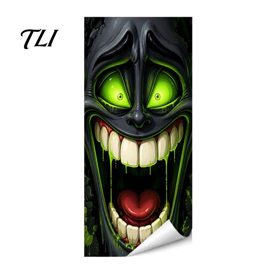 Outdoor Festive Atmosphere Decor Halloween Wall Stickers Trash Can Decal Stickers, Spooky Skull Ghost Horror for Bins Decals Garbage Cans, Waterproof