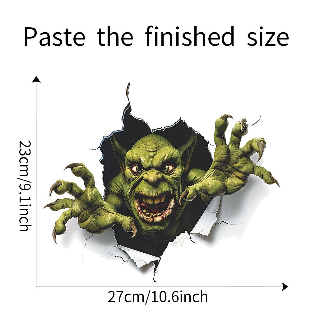 Funny Green Monster Toilet Seat Sticker Bathroom Decor Playful Removable Waterproof Decal