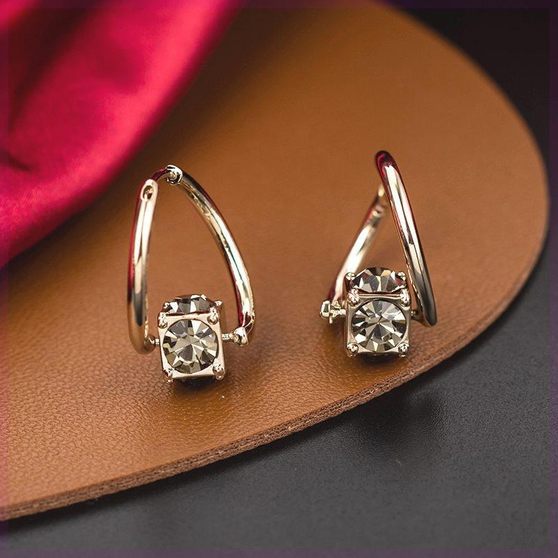 New trendy niche design high-end earrings women's versatile small exquisite zircon earrings