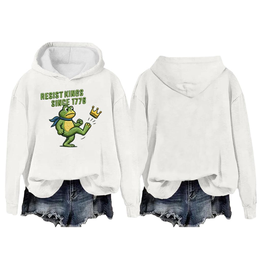 Women's Round Neck Long Sleeve Printed Pullover Hooded Sweatshirt