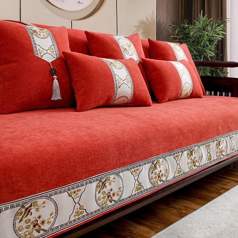 

Китайский стиль вышитая тесьма диванное полотенце противоскользящая кайма универсальный для всех сезонов диванный чехол износостойкая диванная подушка 70x70