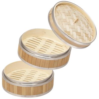SEIDO Stainless Steel Suitable for Steaming In a Frying Serves or 21cm Steamer, Reinforced, Bamboo-Style, Pan, 2-3 3-4 People,