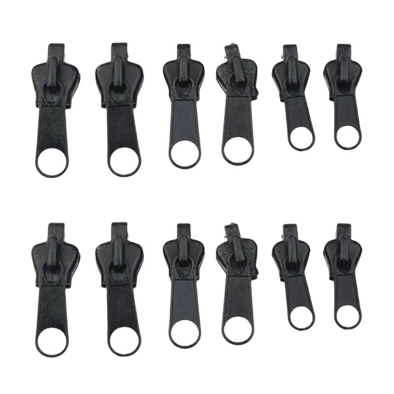 

Pack Of 12 Zip Repair Kits Zipper Slider For Quick And Easy Zipper Replacement for Clothing And Luggage 3 Sizes чёрный