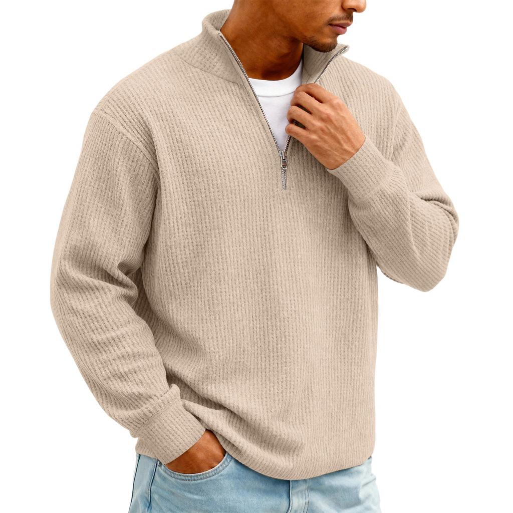 Men's Vintage Long,Sleeve Top | Zip,Up Stand Collar Stylish Casual Shirt For Daily & Outing Wear