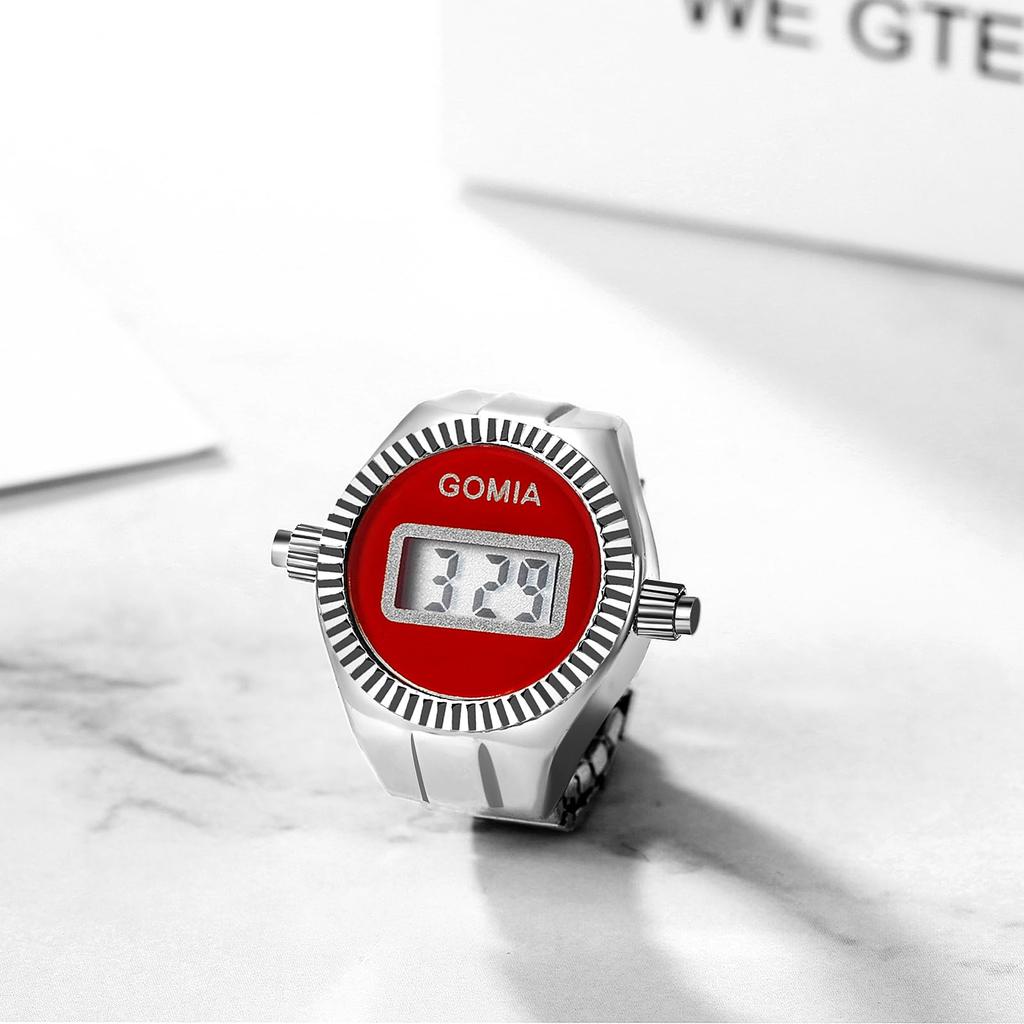 Ring Watch Digital LED Calendar Stopwatch Free Size Ring Retro Fashionable Waterproof Silver Men Women Fashion Accessory Birthday Christmas