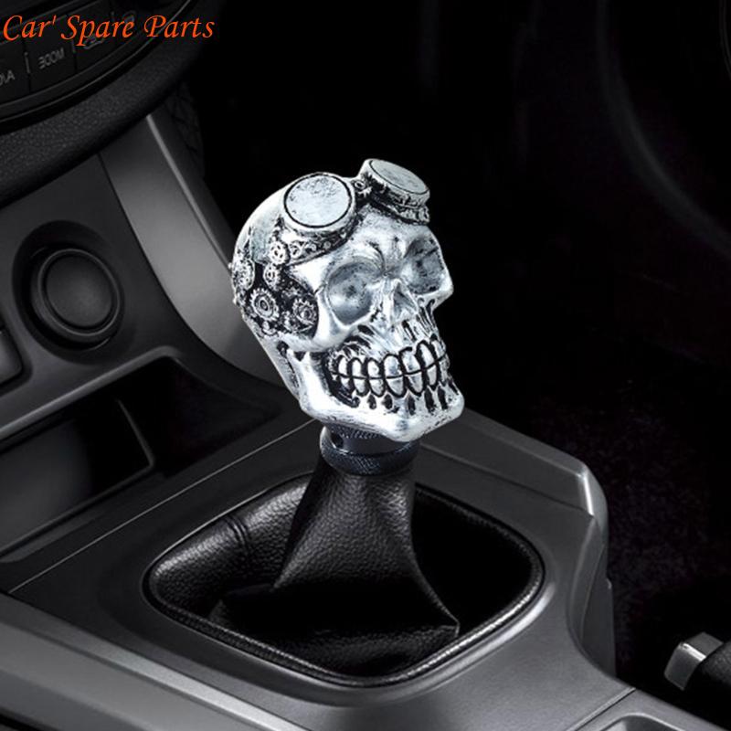 Y4UA Elegante Pomo de Palanca de Cambios con Cabeza de Calavera con Adaptador Decoraciones para Palanca de Cambios Manual Manija de Cambios Manuales para Mejora del Interior del Coche