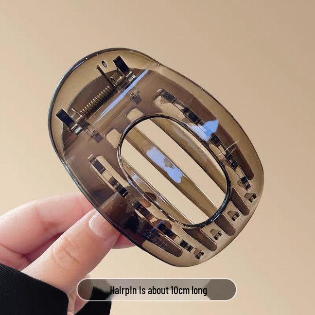 Vintage Abalone Curved Hair Clip - Large Duckbill Claw for Women's Updo, Gentle On Hair