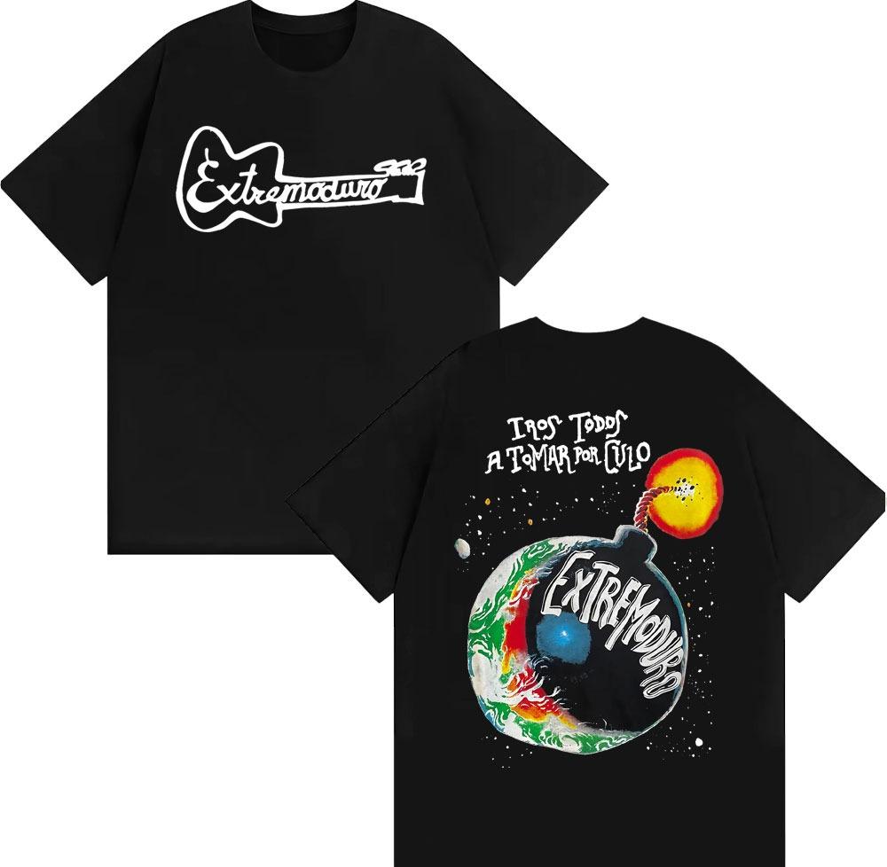 Rock Band Extremoduro Tour 2026 Cover TShirt Unisex Fashion Vintage Short Sleeve T Shirts Summer Pop Loose Unisex T Shirt