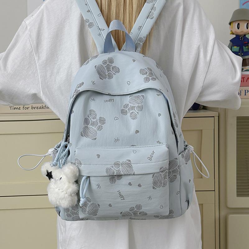Women's Bear Printed Backpack Student's Lightweight Schoolbag
