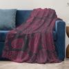 Dark Floral Pattern Fleece Blanket Decorative Throw Sofa Bed Bedspread Gift for Women Girls Kids
