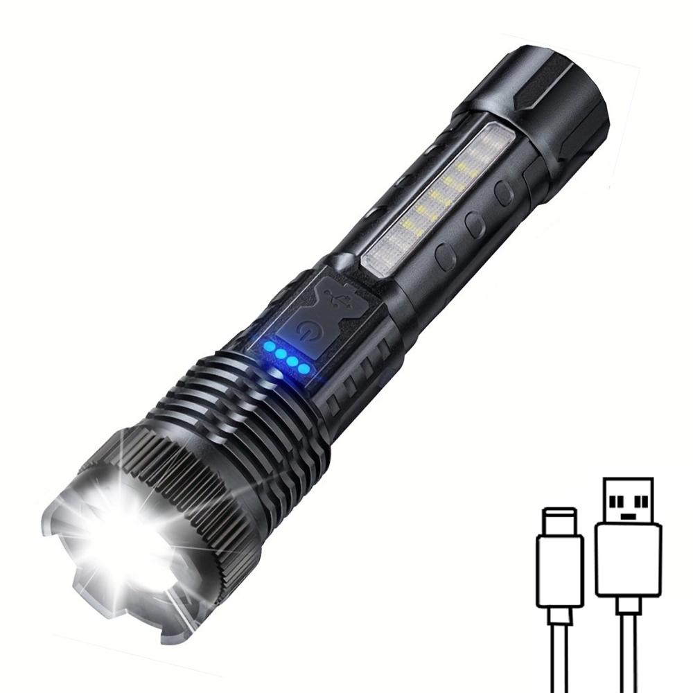 2pcs Rechargeable Zoomable Super Bright Flashlight for Emergency Power Outage, for Outdoor Camping, Hurricane