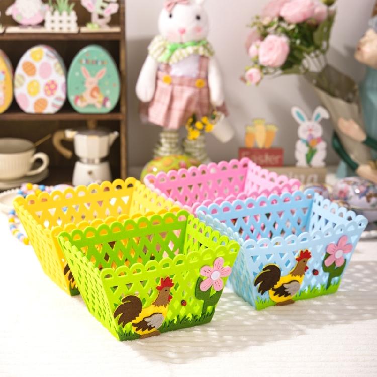 Holiday Gift Bag Features a Colorful Rooster Versatiled Storage Basket for Eggs and Candy for Parties Decoration