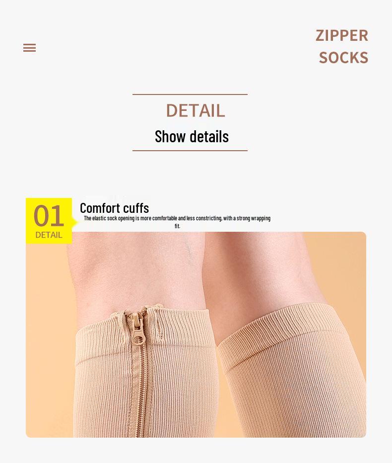 Zippered Compression Sports Socks for Varicose Veins