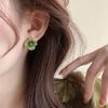 High-End Gradient Crystal Flower Earrings In Fresh Green Summer Design for Women